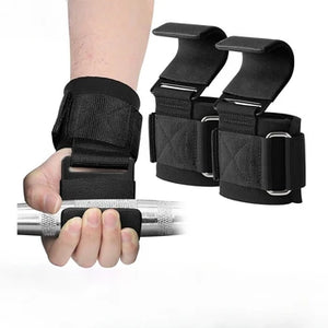 Weight Lifting Hook Grips With Wrist Wraps Hand-Bar