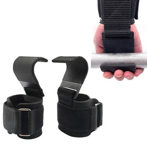 Weight Lifting Hook Grips With Wrist Wraps Hand-Bar