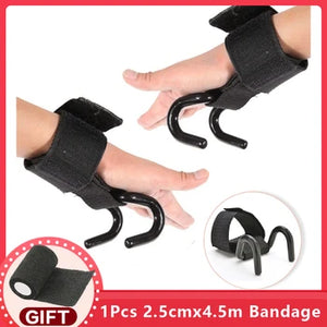 Weight Lifting Hook Grips With Wrist Wraps Hand-Bar